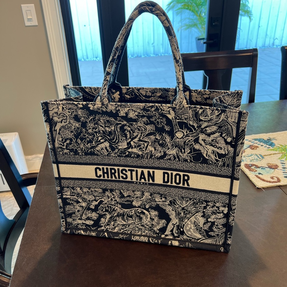 Christian Dior Black and White Book Tote Bag
